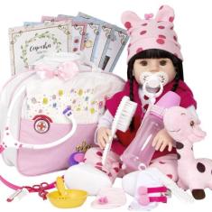 Boneca Reborn Realista Girafinha + Enxoval Completo 25 Itens - Cegonha