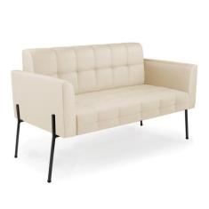 Sofá Namoradeira 2 Lugares Base Pé De Ferro Preto Elisa material sinté