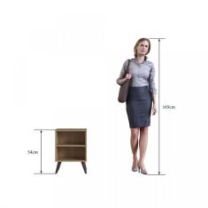 Kit 2 Mesas De Cabeceira Retrô Com Prateleira Completa Móveis Oak