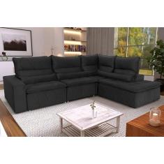 Sofá De Canto Amsterdam Preto Molas Retrátil Reclinável - King House