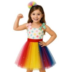 Vestido Infantil Fantasia Menina Halloween Palhaço Tiar - anjo da mamã