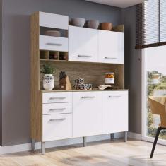 Armário de Cozinha 6 Portas e 2 Gavetas Decibal Wood/Branco