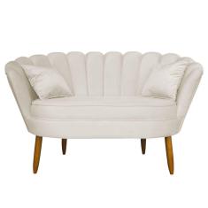 Namoradeira Pétala 2 Lugares Decorativa Veludo Bege - Montanaris Decor