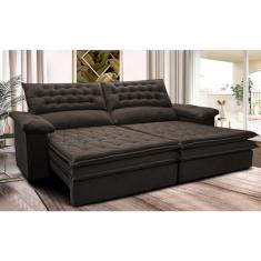 Sofá Retrátil e Reclinável 2,32m Molas Ensacadas Cama Inbox Alemanha de Viscoelástico Velusoft Café