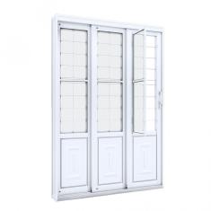 Porta de Aço de Correr 213x150 com Grade Quadrada e Postigo Facilita Lucasa Branco