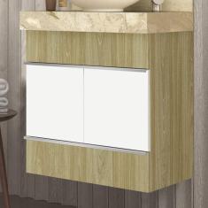 Gabinete para Banheiro Suspenso SLIM 60cm Bumi Wood/Branco