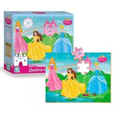 Jogo Quebra-Cabeça 30 Peças Em Madeira Princesas Brinquedo Infantil Educativo 4 anos+