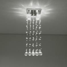 Lustre De Cristal K9, Para Quarto, Base De Inox 20x20cm Com 7