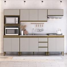 Cozinha Modulada 5 Peças 2 Aéreos 2 Balcões e 1 Torre Quente Margarida Mel/Arenas