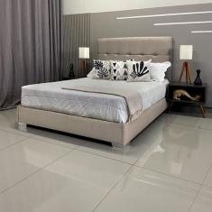 Cama Box Luxo Com Cabeceira Berlim Linho RBL, Casal, Bege