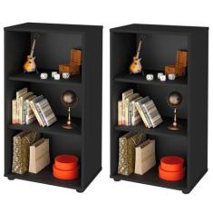 Kit 02 Estantes Multiuso com 02 Prateleiras Clean A02 81x45 cm Preto -