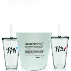 Kit Balde De Pipoca E 2 Copos Personalizados - Namorar