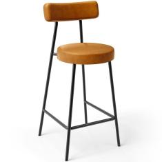 Banqueta Baixa Para Cozinha Sala De Jantar Bar Bancada Milão L02 Couríssimo Whisky - Lyam Decor