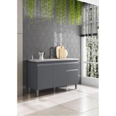 Balcão Gabinete de Pia Tatiane 120cm Cinza S/Tampo - AJL Móveis