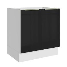 Balcão Madesa Lux 70 cm 2 Portas - Branco/Preto (Sem Tampo)