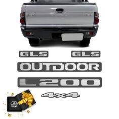 Kit Emblemas L200 Outdoor 4x4 Gls 2007 Adesivo Grafite - SPORTINOX