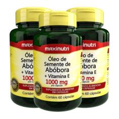 Kit 3 Óleo Semente de Abóbora + Vitamina E 60 Cáps Maxinutri