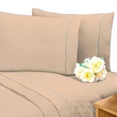 Lençol Ponto Palito Solteiro 200 Fios 3pçs - Gabriel, Cáqui