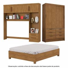 Guarda Roupa Casal Modulado Sevilha 4 e 2 Portas 8 Gavetas com Cama Casal Carioca Móveis