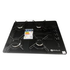 Cooktop 4 Bocas a Gás Braslar Pop com Mesa de Vidro Preto Bivolt, Bivo