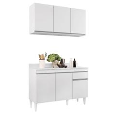 Armário Aéreo Virgínia E Balcão Para Pia Com Tampo 120Cm Arizona Branco - Lumil