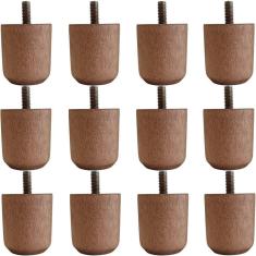  Conjunto 12 Pés Baixos Para Cama Box De Madeira 5Cm Solteiro Casal Queen King