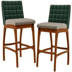Kit 02 Banquetas Altas Cozinha Sala Jantar Fixa Mila B04 Facto Verde M
