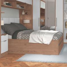 Cama Casal com Gavetão Auxiliar Versátil Móveis Castro Macadâmia