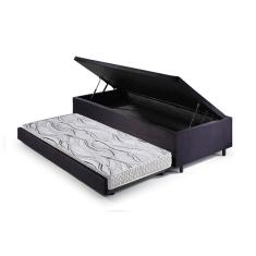 Bicama Box com Baú Solteiro 88x188 com Colchão Auxiliar Suede Preto