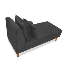 Divã Chaise Jade 1,60 Cm Pés Chanfrado Veludo Preto Grafite