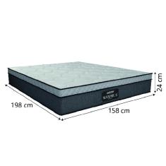 Cama Box Baú Casal Queen Colchão Gazin Maximus Molas Ensacadas 158x198x65cm Linho Grafite / Preto - Suporta até 120Kg por Pessoa