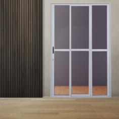 Porta Sacada de Alumínio 3 Folhas Sequenciais 210 x 180cm com Fechadura Linha 25