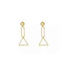 Brinco Médio com Formas Geométricas Folheado - Floratta Joias