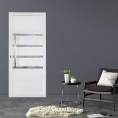 Porta Pivotante de Alumínio 210 x 120cm Com Friso Linha 30 Direita Esquadrias Bergame Branco