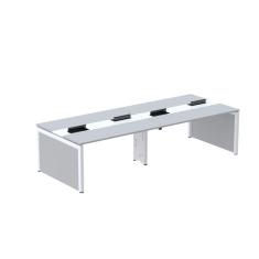 Mesa de Plataforma Dupla para 4 Pessoas Corporativa 110x140/4p Cinza/Branco