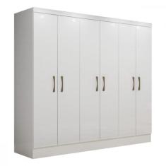 Guarda Roupa Casal Paris 6 Portas Branco Brilho Maxel, Branco Brilho