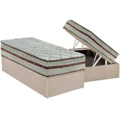 Cama Box Baú Solteiro: Colchão Molas MasterPocket Ensacadas Anjos   Classis + Base CRC Suede Clean(88x188)