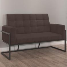 Namoradeira Base de Ferro Decorativa Com 2 Lugares para Recepção (Tecido Suede, Marrom)