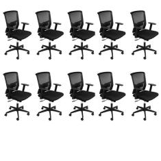 Kit 10 Cadeiras para Escritório Diretor com NR17 Tóquio 3329  Preto