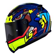 Capacete LS2 FF353 Rapid Khan Azul e Amarelo