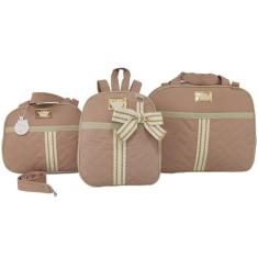 Bolsa maternidade 3 peças laço - LET BABY BOLSAS DE MATERNIDADE, Nude