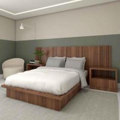 Cama Casal 1,48m Cabeceira e 2 Mesas Laterais MDF Sob Medida - Casa La