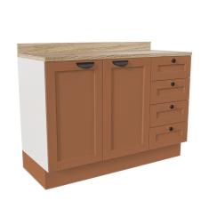 Balcão para Pia 120cm com Tampo Arizona Cabecasa Madeiramadeira Branco/Terracota