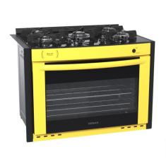 Fogao a gas de embutir gaudi prisma vitreo bl 5q amarelo gas glp - Ven