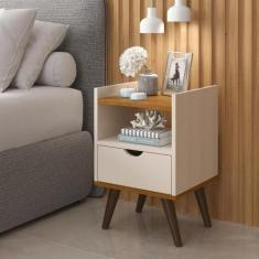 Mesa de Cabeceira Compacta Retrô Mesinha Canto Cama Decore Quarto Com 