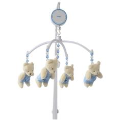 Móbile Musical Azul Para Berço 4 Ursinhos