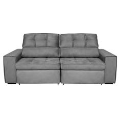 Sofá 5 Lugares Luizzi Bugatti II com Retrátil e Reclinável, Revestido em Tecido Veludo Plush e 251 cm de Largura