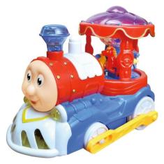 Brinquedo Trem Carrossel Bate E Volta Com Luzes Dm Toys