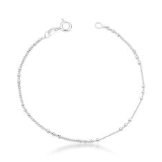 Pulseira Delicada Infantil Com Bolinhas Prata 925 - 14cm