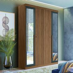 Guarda Roupa Solteiro 4 Portas Flex Com Espelho Buriti Santos Andirá Jatoba/grafitte